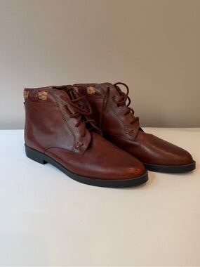 Vintage Ferrazzoli Brown Leather Granny Ankle Boots US 9 Euro 39 Made in Brazil